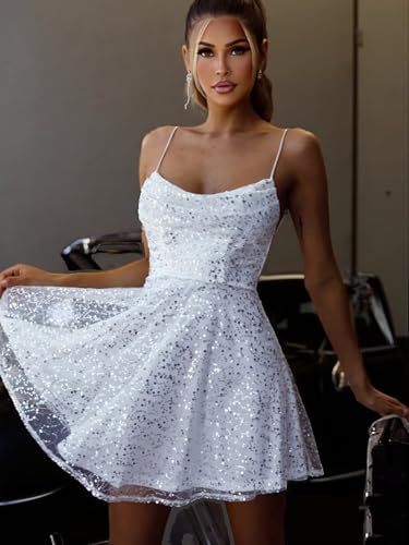 Xijun Short Homecoming Dresses for Teens 2025 Sequin Sparkly HOCO Dress A Line Backless Prom Cocktail Party Gowns4