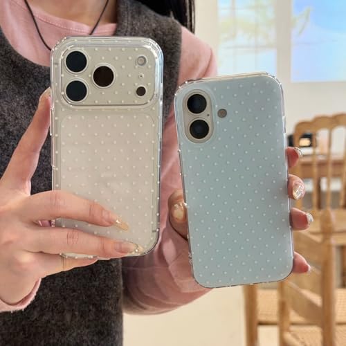 Coque de téléphone transparente à pois bleus au design chic et épuré