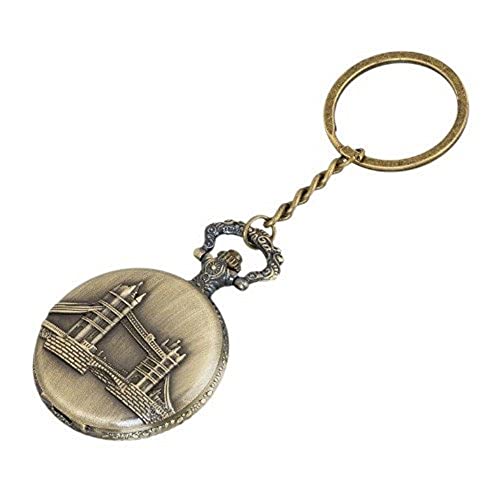 Image of AUGEN Pocket Watch Metal Keychain London Bridge Retro Vintage for Gifting With Key Ring Anti-Rust (Pack Of 1)