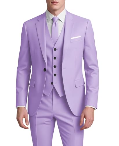 3 Piece Suits for Men Slim Fit Solid Prom Mens Suit Classic Fit Wedding Groom Suit One Button Jacket Vest Pants