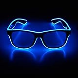 ♪ Fácil de usar. Diseño de un solo botón. Presione el botón de la batería para cambiar las gafas EL para que se iluminen en cualquiera de los cuatro modos: brillo fijo / parpadeante / PARPADEANTE / apagado.