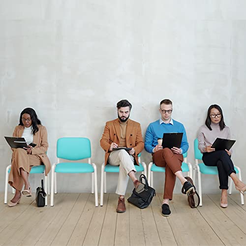 Image of VINGLI Blue Waiting Room Chairs, 5-Pack PU Church Chairs Conference Stackable Office Guest & Reception Stacking for Meeting, Lobby, Simple&Space-Saving Pu-blue