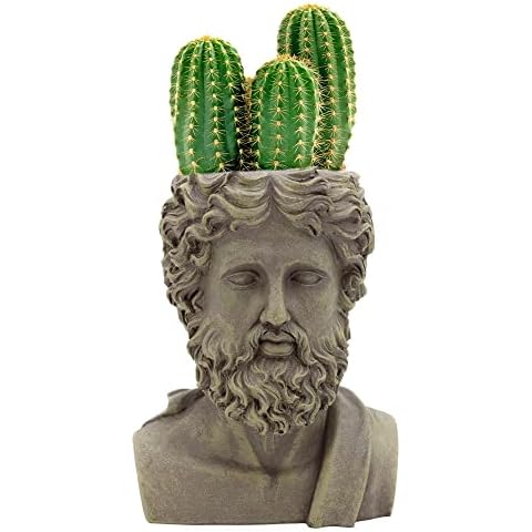 Esterno Greek God Zeus Planter Pot (Mini Size); Garden Decor Statue Head Planter Cover