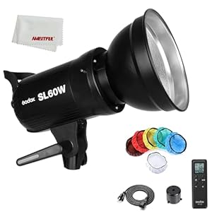 Godox SL-60W CRI 95+ LED Video Light SL60W White 5600K Version 60WS Bowens Mount+Remote Control+Reflector