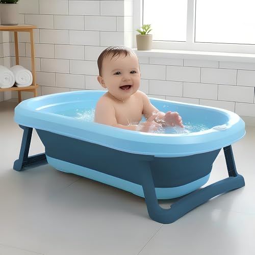 Image of StarAndDaisy Baby Bath Tub for 0 to 5 Years /Bath Tub for Kids 0-3 Years, Tub for Girls & Boys with oldable Legs, Easy to Store -Light Blue