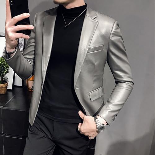 Chaqueta de cuero para hombre estilo clásico casual miniatura 5