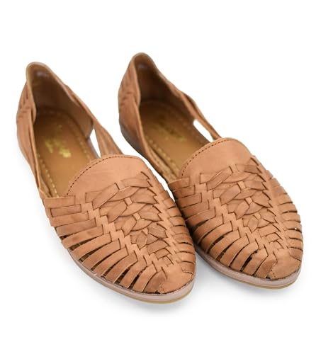 Image of Macarena Collection Leather Sandals for Women | Handmade Mexican Huarache | Woven Slip-On Shoes with Cushioned Insole | Artisan Crafted Genuine Leather