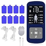 XPJBKC TENS EMS Gerät, Wiederaufladbare Reizstromgerät mit 8 Elektroden Pads, 2 Kanäle, 8 Modi & 19 Stärkestufen, Massage für Muskeltraining, Schmerzlinderung