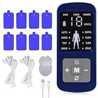 XPJBKC TENS EMS Gerät, Wiederaufladbare Reizstromgerät mit 8 Elektroden Pads, 2 Kanäle, 8 Modi & 19 Stärkestufen, Massage für Muskeltraining, Schmerzlinderung