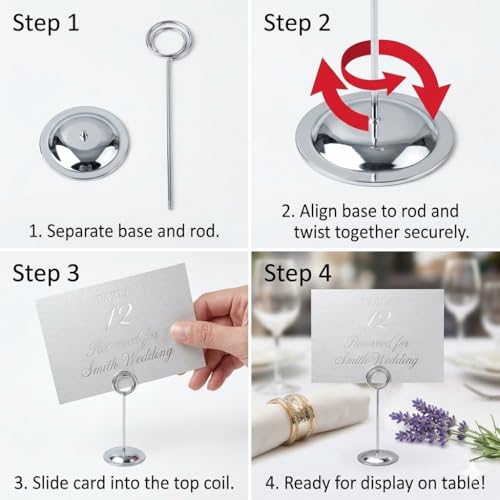 HOHIYA 12 Pack 12" Silver Table Number Holders for Events & Dining by HOHIYA - Used condition - Image 5