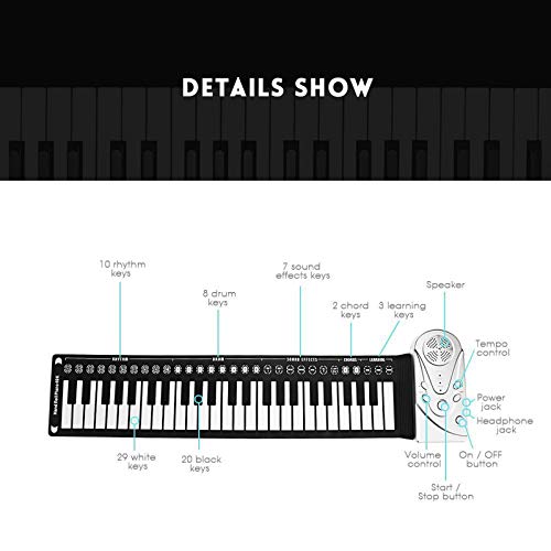 TIREOW Piano à Enroulement Flexible Portatif à 49 Touches, Clavier électronique Caoutchouc De Silicone Piano Souple… - Les Beatles, Paul McCartney, John Lennon, RIngo Starr, George Harrison TIREOW Piano à Enroulement Flexible Portatif à 49 Touches, Clavier électronique Caoutchouc De Silicone Piano Souple… – Image 4