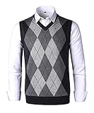 KTWOLEN Mens Slim Fit Knitted Sleeveless Sweater Vest Classic Business Knitwear Gilet Waistcoat Tank Tops