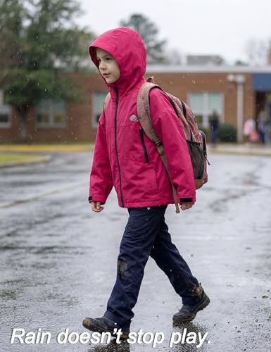Image of Kids Rain Jacket Lightweight Waterproof Rain Coats Outerwear with Hood for Boys Girls Size 5-15