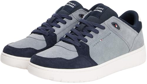 Tommy Hilfiger Men’s Suede Basketball Trainers, Grey (Overcast Grey), 9