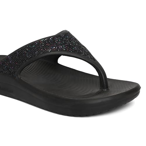 Image of GOLDSTAR SASHA-02 Black Comfortable EVA Waterproof Slippers Flip Flops Chappals Cushioned Sliders Daily Use Slipper Slip-On Slipper /Sliders For Women