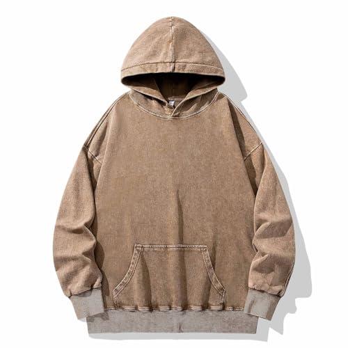 Men Casual Hoodies Plush Cotton Pullover Long Sleeve Oversized Sweatshirt Vintage Heavyweight Hoodie Men Streetwear2