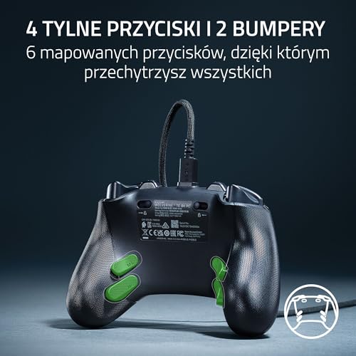 Razer Wolverine V3 Tournament Edition 8K PC - przewodowy kontroler e-sportowy do komputerów PC - HyperPolling 8K Hz - drążki TMR z wymiennymi nakładkami - 4 przyciski myszy z tyłu, Czarny