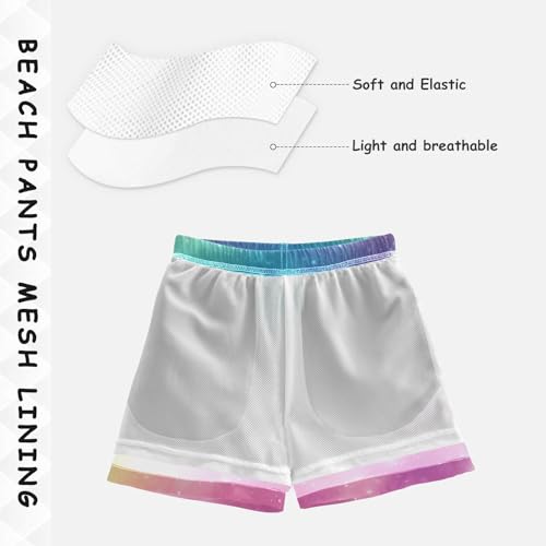 Pigsaly Boys' Swim Board Shorts Rainbow Pink Gradient Boy's Swim Trunks Kids Swimwear 5T4