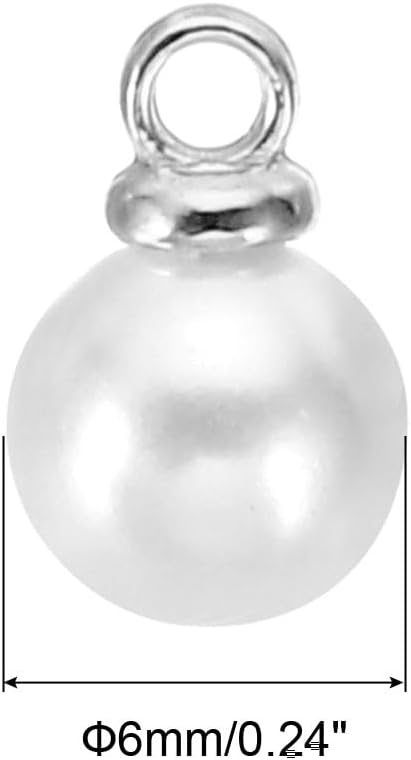 PATIKIL 6mm 8mm 10mm 12mm 14mm Pearl Charm, 50Pcs Pearl Beads Faux Pearl Pendant Charm Beautiful for Jewelry Making Bracelets Earrings Necklace Wedding Decorations - Image 2