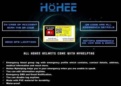 Image of Smart Full Face Helmet with Blood Group & Emergency ID Tag ISI Certified Motorbike Helmet