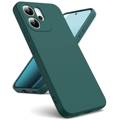 Oududianzi - Cover Compatibile con Oppo Reno 14 FS 5G / Oppo Reno 14 F 5G/4G [Cover in Silicone Liquido] [Interno in Microfibra] Gomma Gel di Silicone Liquido Antiurto Custodia - Verde Notte