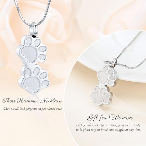 Pet Cremation Jewelry for Ashes Dog Memorial Locket Cremation Keepsake Urn Necklace for Pet Dog Cats (Silver) - Image 4