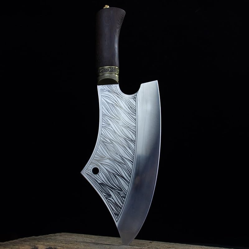 Meat Cleaver,Cleaver Knife 10 Inch Chopper Knife Sharp Chefs Cleaver Butcher Machete Longquan Kitchen Knife Meat Poultry Tools Handmade Forged
