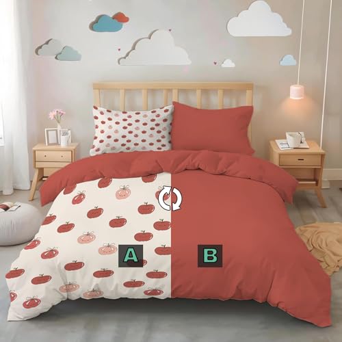 Housse de couette 220x240cm avec taies d'oreiller, parure rose imprimé fruit - 5
