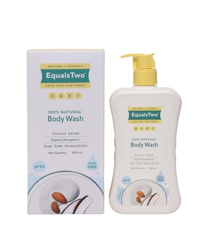 Image of EQUALSTWO by Zydus Baby Body Wash 500ml, Tear-free & Soap-free, Head to Toe Baby Wash for Bath, Hypoallergenic & Dermatologically Tested, pH 5.5, Gentle Hydration for All Skin Types, (Pack 1)