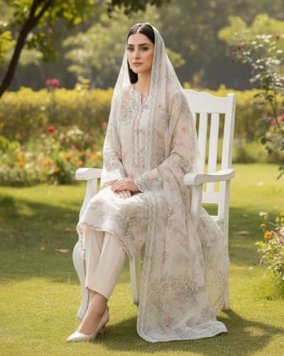Image of KTI Women Floral Printed Cotton Suit for Women Unstitched - 2.5m Ethnic Salwar Suit Dress Material