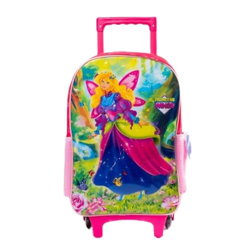 Mochila de Rodinhas Infantil Escolar Princess Wings Rosa Menina