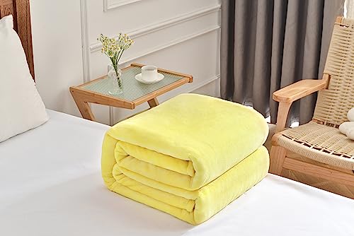Kingole Flannel Fleece Microfiber Throw Blanket, Luxury Yellow Twin Size Lightweight Cozy Couch Bed Super Soft And Warm Plush Solid Color 350Gsm (66 X 90 Inches) #TOP2