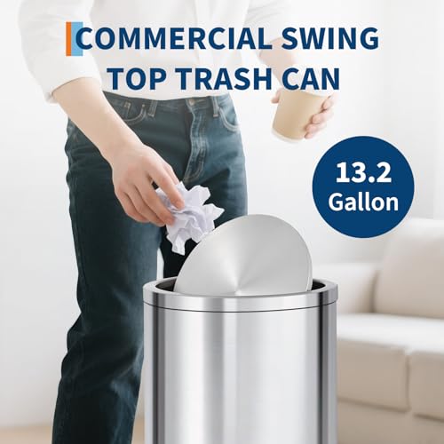 Caneca de Basura de Acero Inoxidable 50L con Tapa Basculante miniatura 4