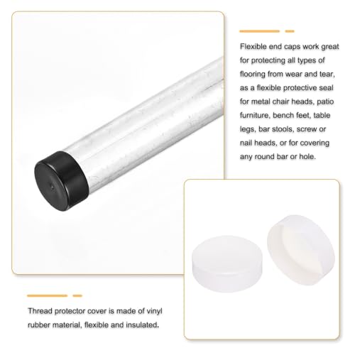 Image of uxcell 4pcs Rubber End Caps 150mm(6 Inch) ID Vinyl Round End Cap Cover Screw Thread Protectors White, 50mm Height