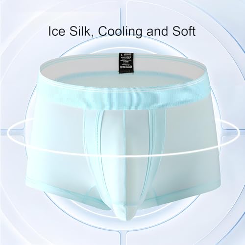 Mens Bulge Enhancing Trunks Underwear Ice Silk Boxer Briefs with Pouch for Balls2