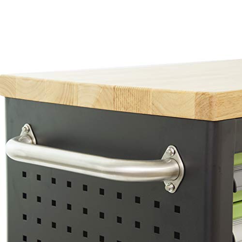 TRUTZHOLM® Werkstattwagen Deluxe 2 x 6 Schubladen leer | hochwertige Massivholz Arbeitsfläche | Werkzeugwagen | Werkbank – Bild 6