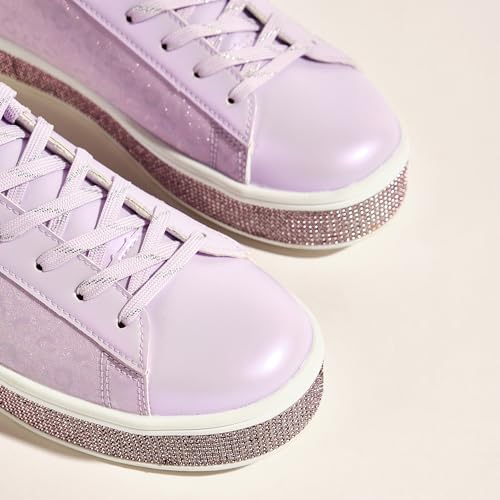 Image of UUBARIS Women's Glitter Tennis Sneakers Neon Dressy Sparkly Sneakers Rhinestone Bling Wedding Bridal Shoes Shiny Sequin Shoes