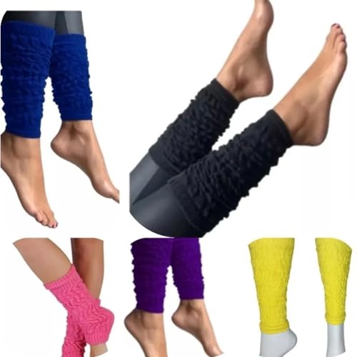 Meia Polaina Colorida Neon Cano Longo Infânti Adulto Aeróbica Fitness Academia Kit 2 Pares 3/4