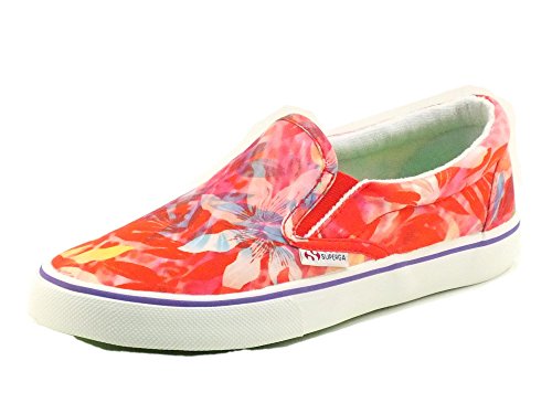  Mocassini Superga Modello Slip-on in Tessuto Floreale Multicolore Rosso