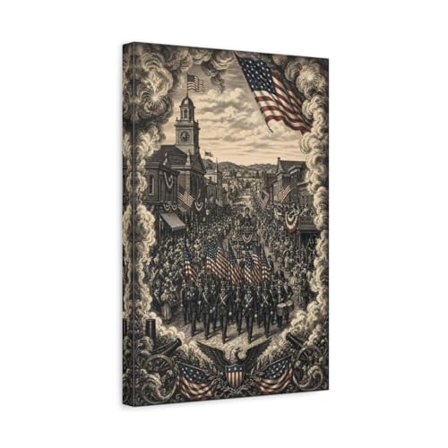 Toile vintage patriotique sépia 30x45 cm pour décoration salon