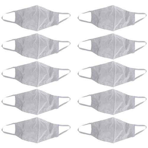 Combo 10 Máscaras de Tecido Não Descartável Protetiva Dupla Camada Slim Fitness Fashion Branco