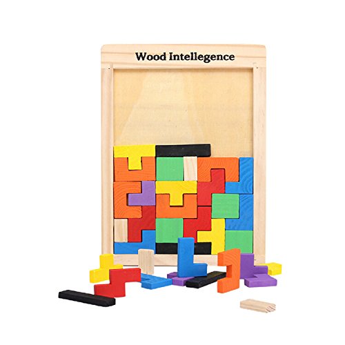 Zoostliss Early Education Colorful Wooden Tangram Brain Tetris Block Intelligence Puzzle for Preschool