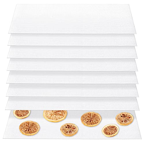 12 Stück Dörrfolie Silikon Dörrblätter Wiederverwendbare Dörrmatten mit Antihaftbeschichtung Rechteckige Lebensmitteltrocknermatten für Fruchtgetreidetrockner, 10,83 x 6,89 Zoll Cover