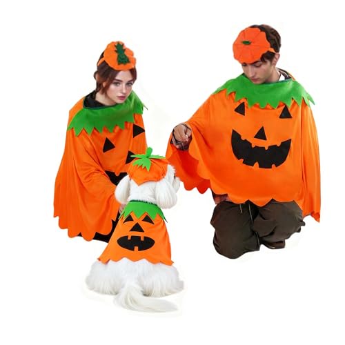 Costume de citrouille de chat d'halloween pour animal de compagnie et femme