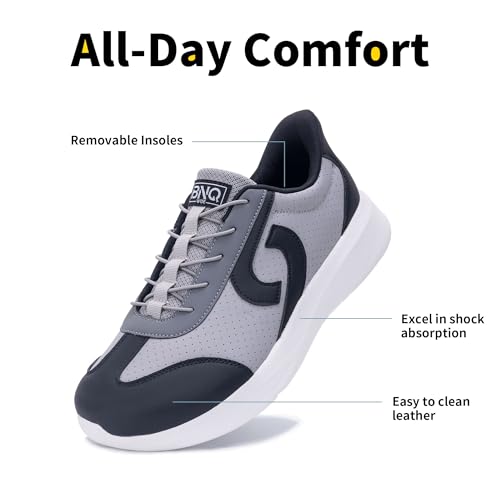 Image of Men's Wide Walking Shoes Tennis Minimalist Sneakers Zero Drop Slip On Comfortable Shoes for Plantar Fasciitis Orthotic Work Standing All Day BlackGrey US 9.5