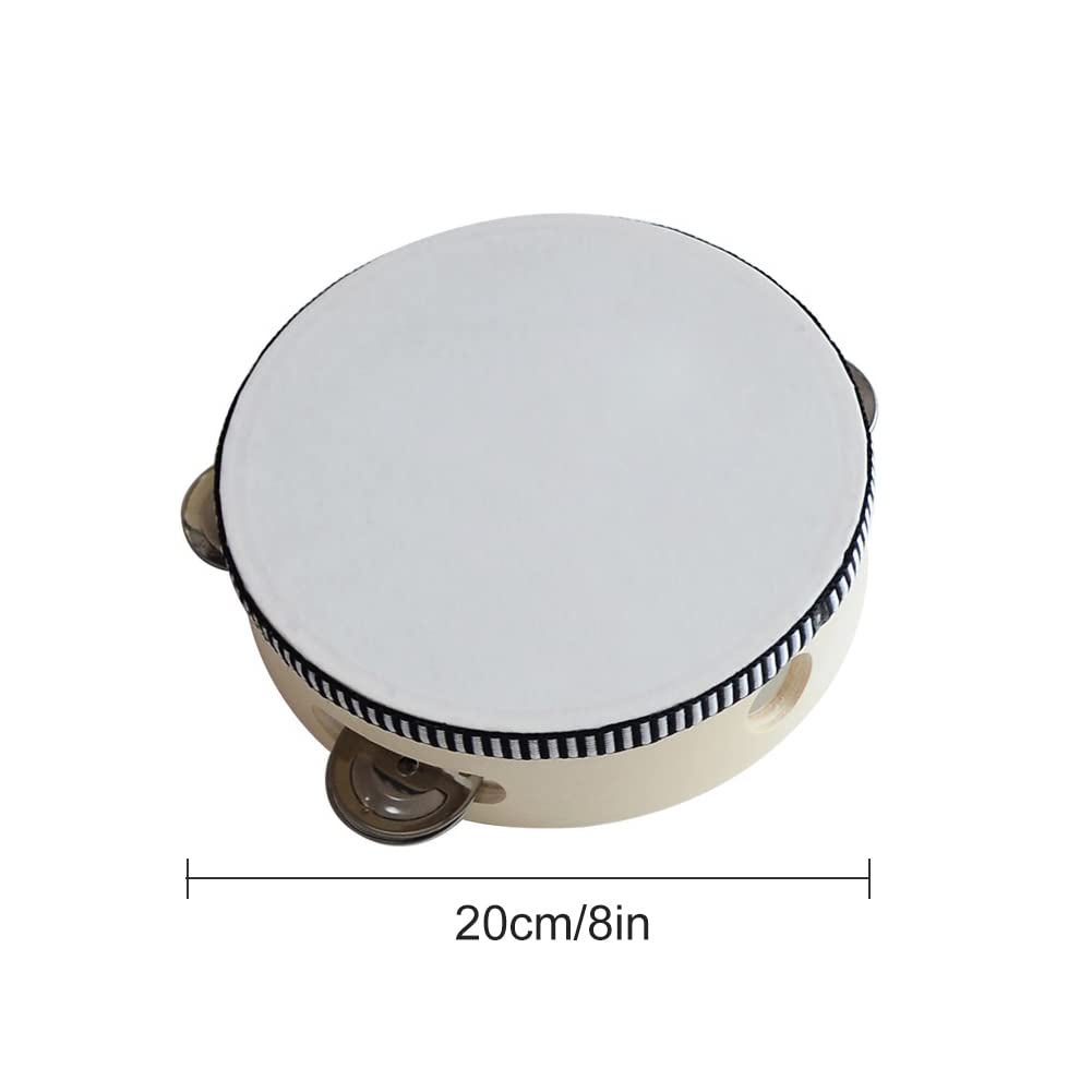 Tambourine Wooden Hand Drum, Drum Instrument for Party Dance & Song Accompaniment, 8 Inches, Natural wood - Image 2