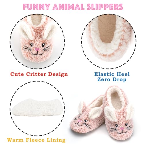 Image of Cozylook Cute Animal Slippers for Women and Kids Fuzzy Non Slip Soft Sole