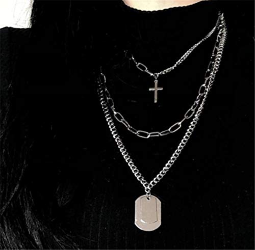 Pendant Necklace Statement Long Chain Punk Multilayer Choker Necklace for Women Men2