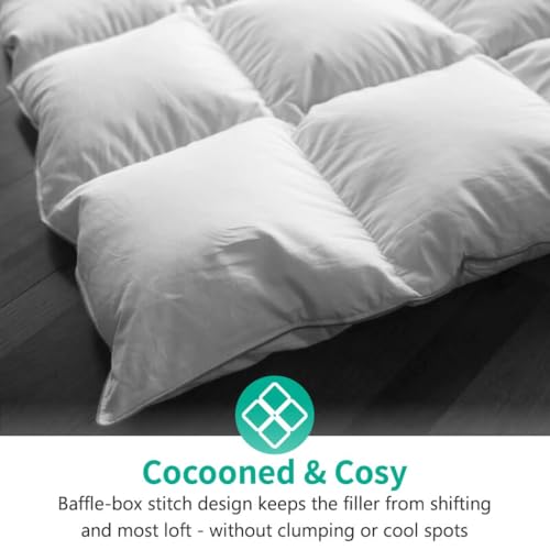 Image of APSMILE Summer Duvet Insert Oversized King,Down Feather Fibers Comforter | Lightweight Blanket-Cooling for Hot Sleeper,400TC Noiseless Fabric,8 Corner Loops,Ethical down.Machine Washable,White,120x98