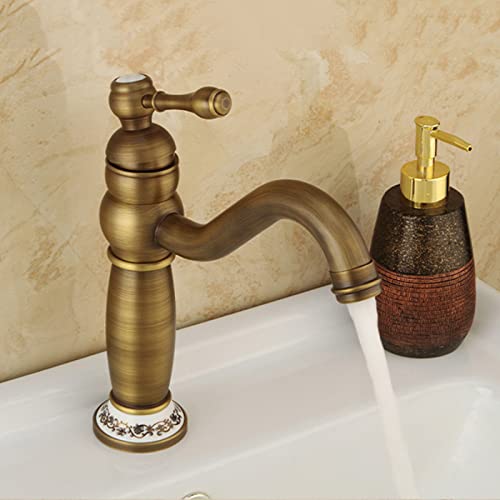 Robinet de salle de bain doré rétro pour lavabo ancien - 5